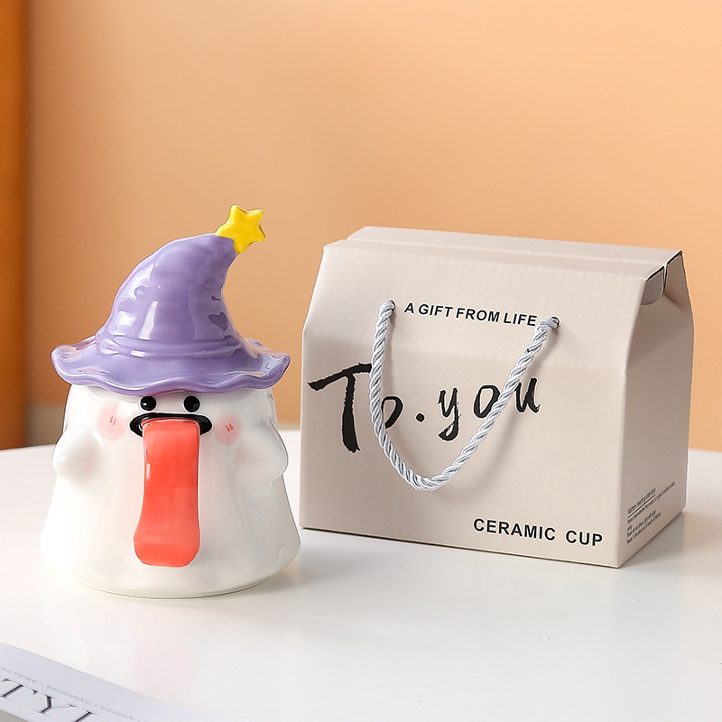 Purple ghost solid color handheld hat