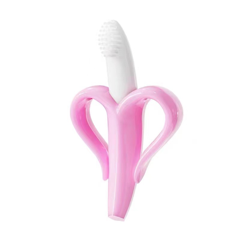 Fabricantes de productos de grado alimenticio silicona banana dentín para bebés palillos de dientes recién nacidos mordidos juguetes de dentín para bebés