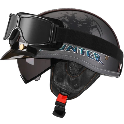 Motosiklet kaskı (dəbilqə) – All-Season Motorcycle Half Helmet Electric Motorcycle - sub-grey-demon-hunter-tea-mirror-square-retro-mirror-m