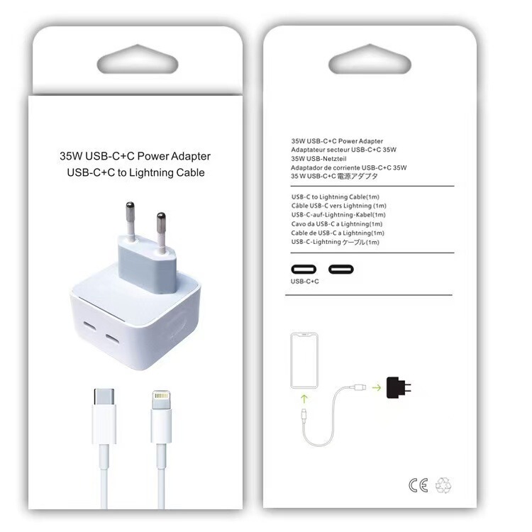 跨境新PD双C口35W折叠脚双PD适配器 美规欧规英规双TYPE-C充电器|undefined