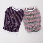 宠物狗狗天鹅绒裙子秋冬新款泰迪法斗柯基犬服装批发条纹款比熊