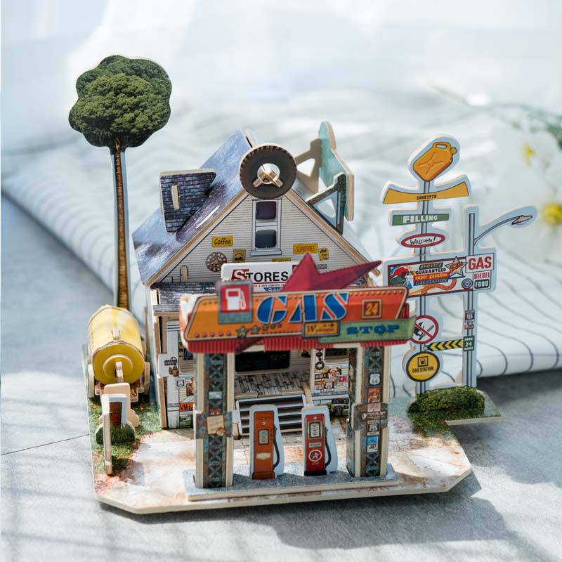 3D Wooden DIY Puzzle House for Kids, Smart Toy World Style Mini Building Blocks