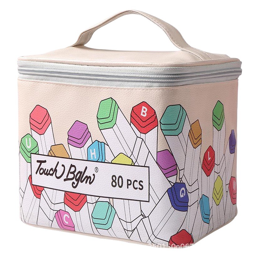 Caja de lápiz de almacenamiento de marcador pluma de acuarela PU bolsa de cuero marca caja de lápiz marcador bolsa 80 marcador de color caja de lápiz al por mayor
