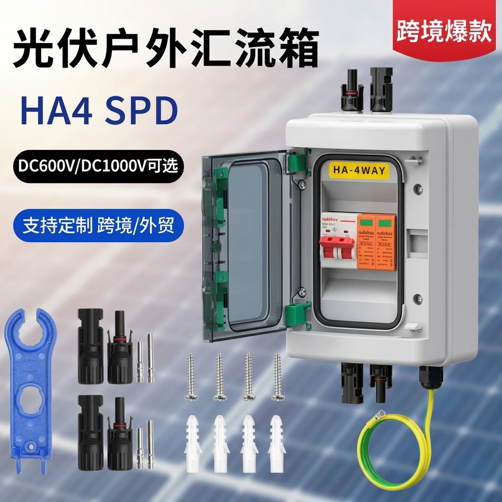 跨境DC500V塑料盒子1进2出光伏直流汇流箱4进2出太阳能亚马逊出口