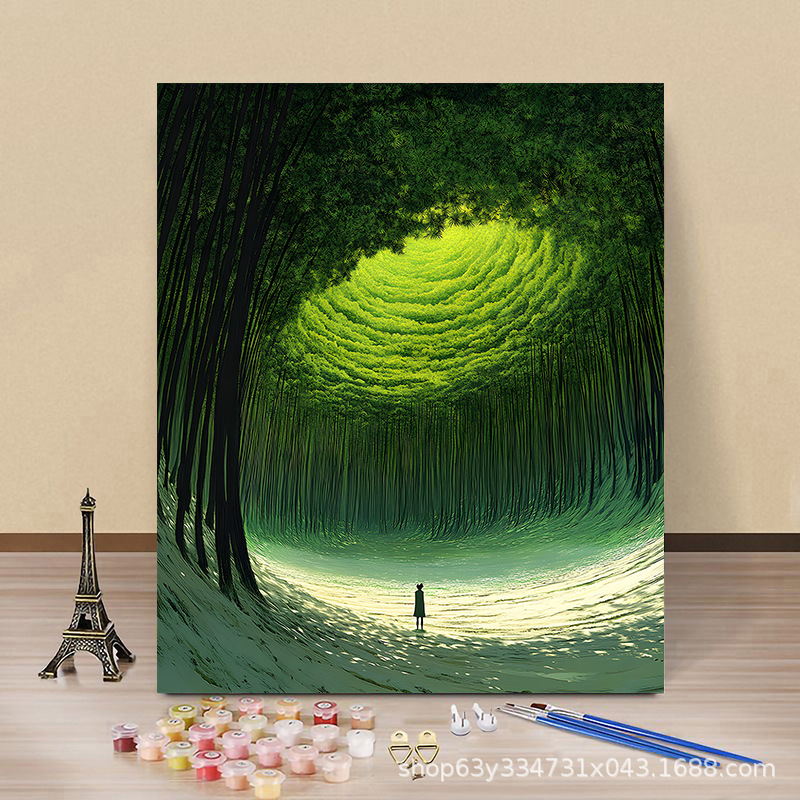 宮崎駿系風景デジタル油絵diy手作り色高顔値ins風客間装飾画|undefined