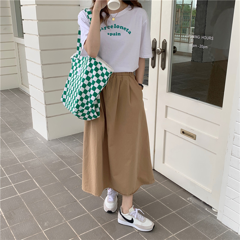 【 In Stock 】18181 checkerboard green checkered canvas bag, school-style commuter single-shoulder bag, retro hand-held tote bag undefined