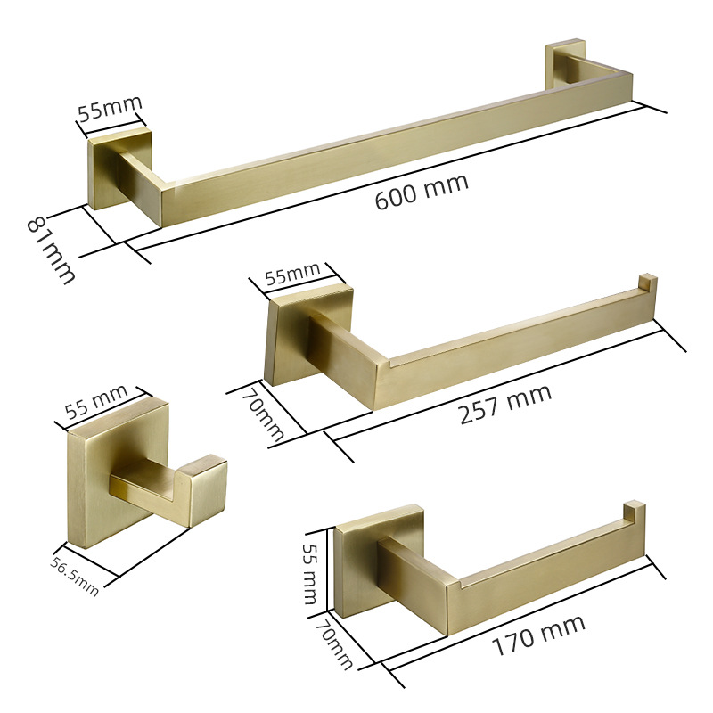 欧式风金色不锈钢置物架浴室卫生间毛巾杆厕所毛巾架卫浴挂件套装