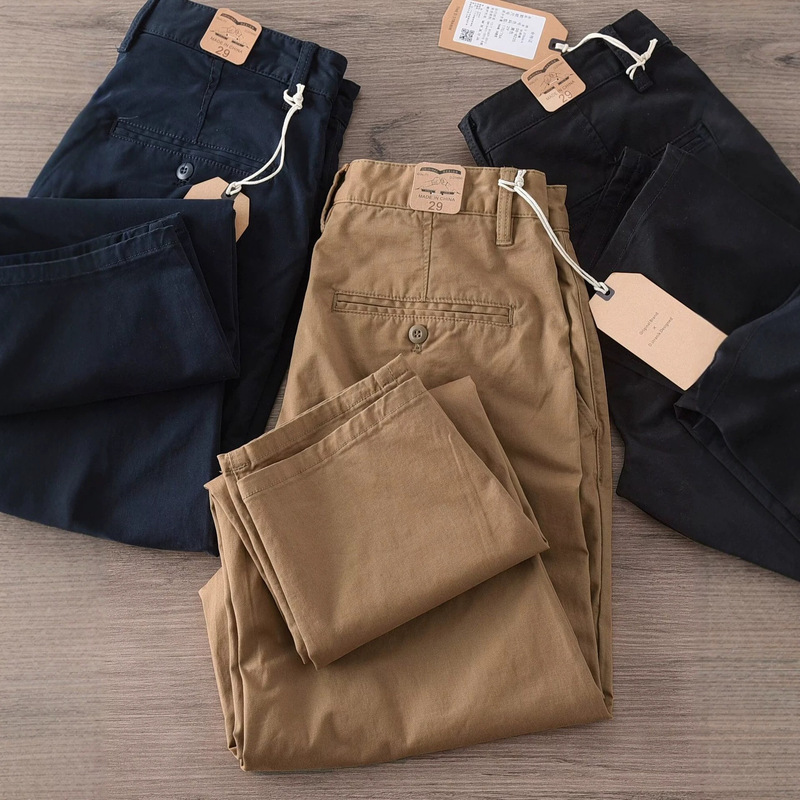 Cotton Casual Pants for Men, New Spring and Autumn Style, Versatile Simple Straight-Leg Durable Work Pants, Men's Long Pants