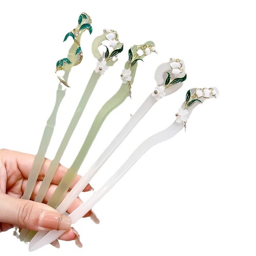 White magnolia hairpin, ancient style women's high-end hairpin, new Chinese style temperament, Hanfu, cheongsam, hairpin, step-shaking hair accessory