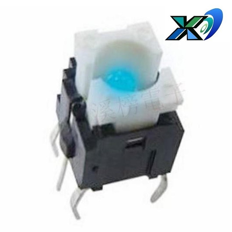 带灯6×6轻触开关批发  带灯按键开关厂家   带灯复位开关蓝色灯