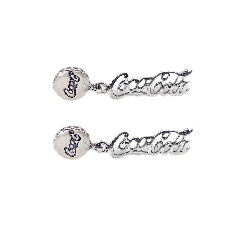  retro бутылочная пробка, серьги, образец серебро 925, Cola