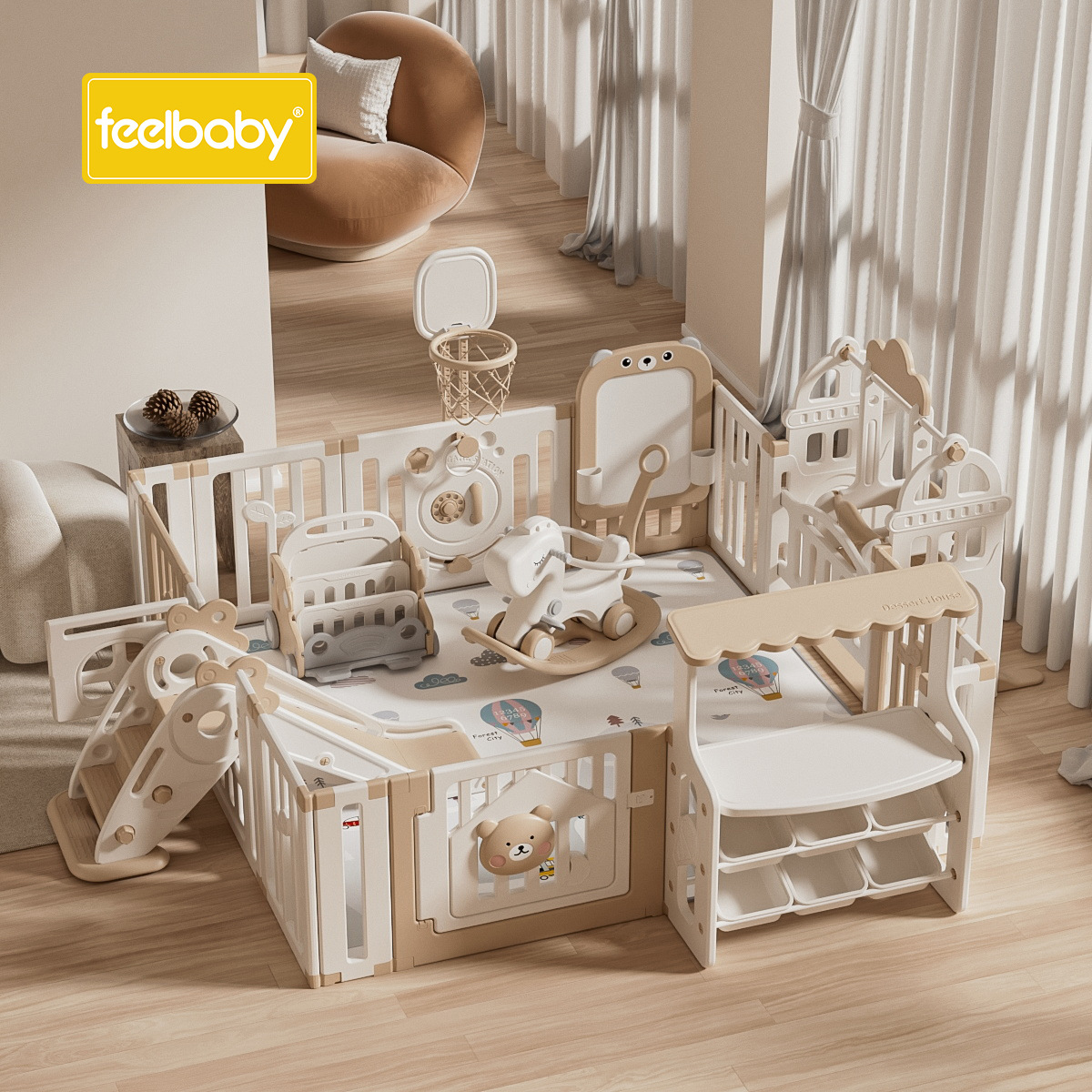 Baby Game Fence, Indoor Household Baby Play Fence, Crawling Protection Fence, Toddler Walking Safety Barrier, Toy Play Mat