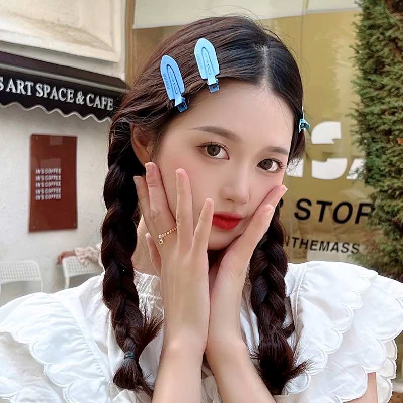 Dopamina rosa pinza de cabello lateral boca de pato adorable pinza de cabello para mujeres 2025 nuevo pinza de frangeo