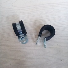 福莱通生产Φ22镀锌包胶单管夹 R型胶条卡箍 规格齐全