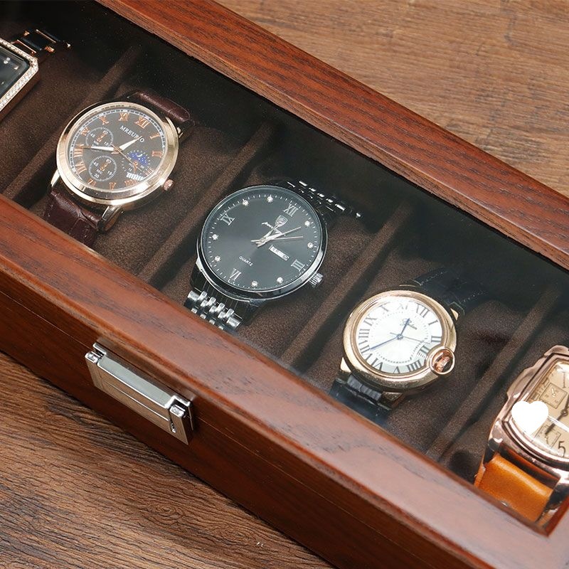 Y9I Solid Wood Retro Watch Storage Box Desktop Home High-Grade Multi-Function Wristwatch Display Watch Box Rectangular