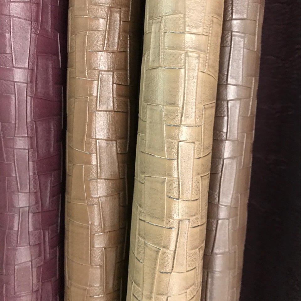 不规则宽条纹竹节纹家具面料 压花提花编织条纹皮革