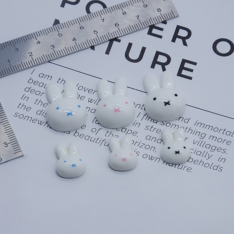 Miffy adorable cabeza de conejo resina de manicura accesorios hechos a mano pegamento crema diy clip para el cabello accesorios para el cabello con cáscara de teléfono móvil agujero zapatos agujero