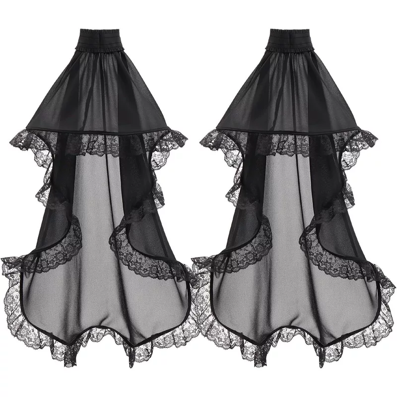 Тонкий шифоновый кружевной топ с белыми рукавами, черный мехоносец? , Gothic, Lolita стиль