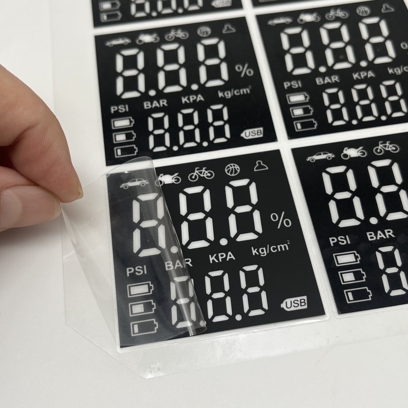 厂家源头丝印加工汽车充气泵88显示数码管PET膜片  PET均光显示膜