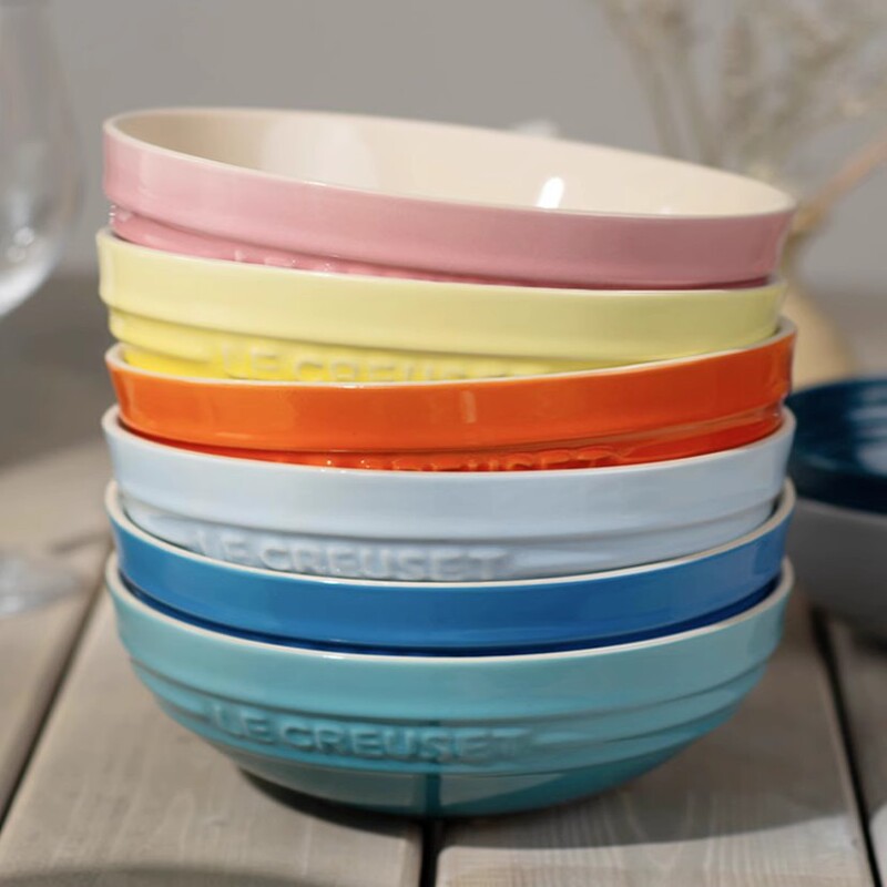 French Le Soup Bowl Large 22cm Ceramic Bowl Round Household Ramen Salad 9inch Soup Bowl Macaron