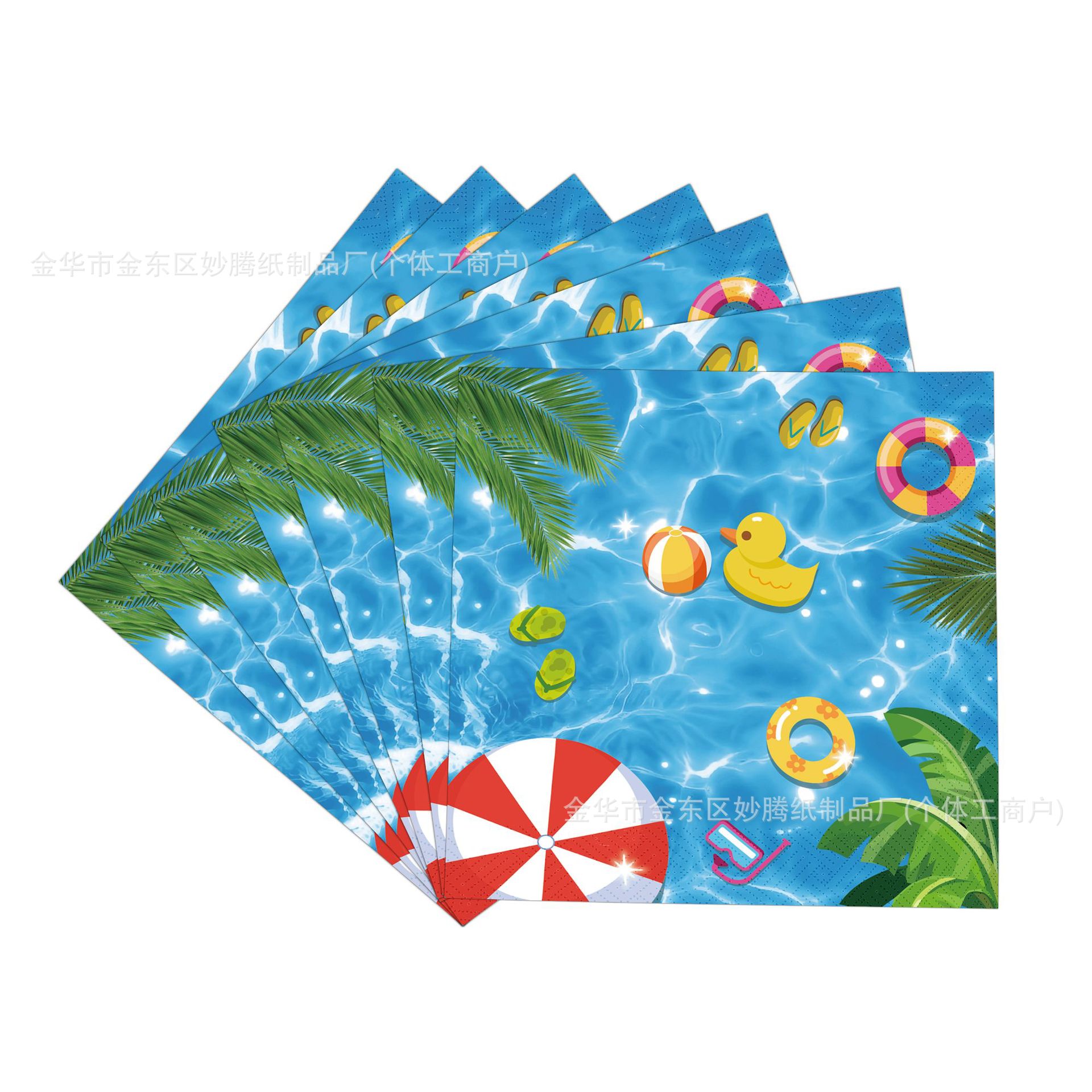Verano transfronterizo playa tropical vacaciones tema de fiesta vajilla cena tazas de papel toallas de papel conjunto de bandeja de papel desechable