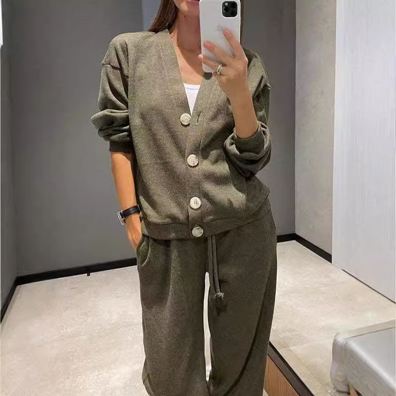 Women's Clothing Independent Station Autumn New Casual Comfortable Jacket Cardigan Sweatpants Set_voghion.com