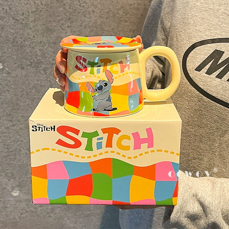 Кружка Stitch, элегантный высокий стакан, новая керамическая кружка для девушек, пара для дома, кружка для кофе, подарок на день рождения
