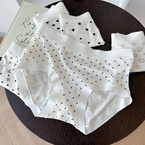 N8298 pure white girl series moxy cotton breathable, comfortable and soft polka dot girl mid-waist modal underwear