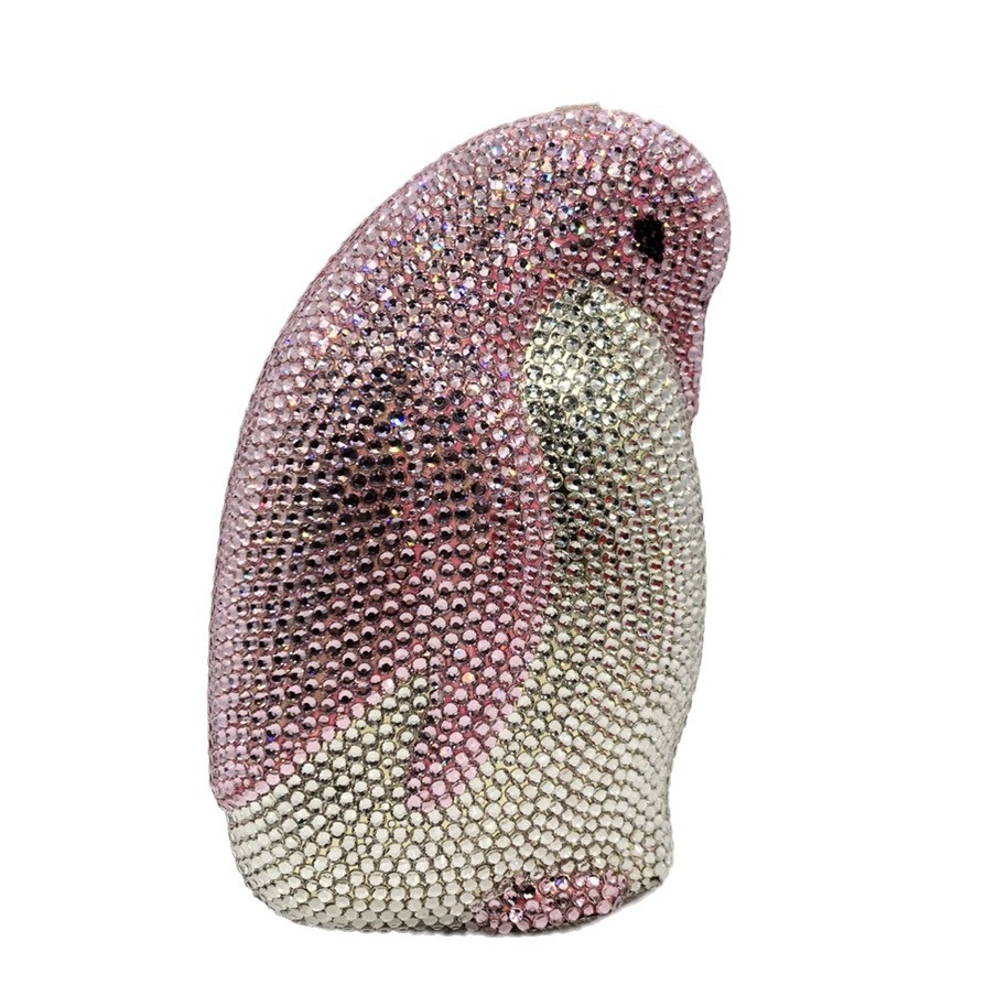 Túi clutch dạ tiệc hình chim cánh cụt đính kim cương cao cấp, cầm tay sang trọng — Màu hồng, Đen trắng, Màu đen, Cá tính đặt làm