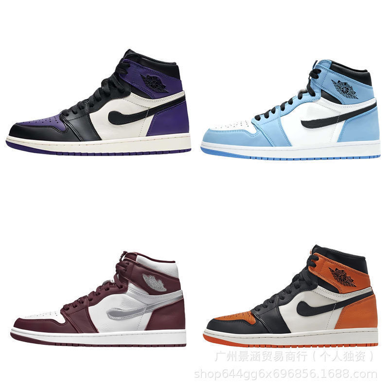 Putian Shoes Pure Source Aj1 High Top Men's Shoes North Carolina Blue Shadow Gray Obsidian Couple Style Retro Basketball Shoes Women's Shoes