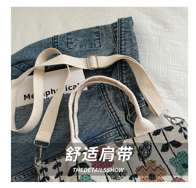 Canvas bag for women 2024 New large-capacity handbag, printed tote bag, niche design, artistic single-shoulder bag for work undefined