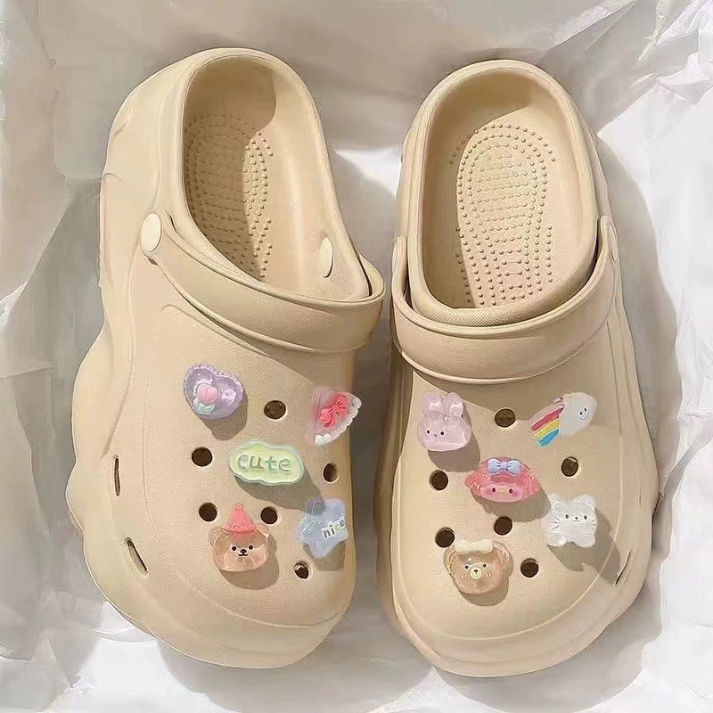 Absolutely Cute Croc Shoes Women's EVA Summer Outerwear 2024 New Beach Shoes Anti-Slip Anti-odor Thick Sole Heightening Drags