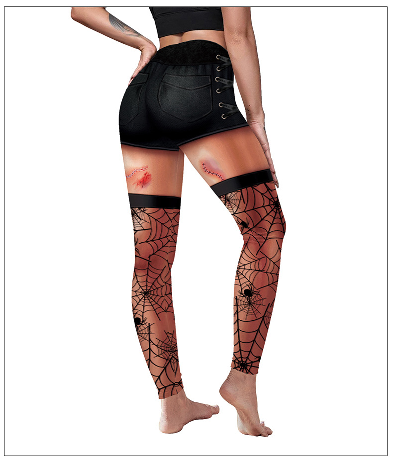 Halloween Spider Web Simulation Print Yoga Leggings NSNDB78711