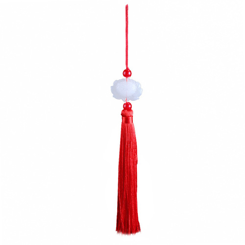Manufacturer wholesale jade piece tassel 12cm fan hanging tassel white jade double-sided lotus tassel tassel cheongsam lantern tassel