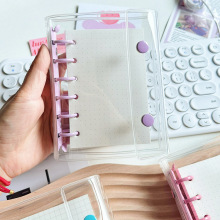 韩国A7透明双按扣活页手帐本INS风可拆卸咕本少女心日记本6孔活页