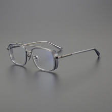 深圳眼镜框架新品WY1018S纯钛超轻双梁复古西装近视镜大脸男女