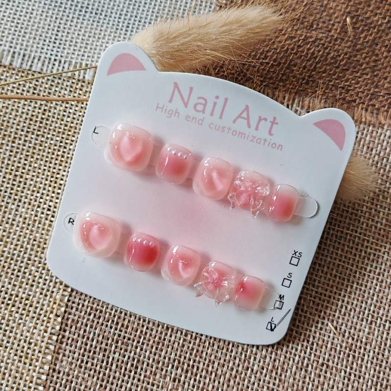 Handmade Children's Nail Art Pink Ice Bow Small Fresh Cute Nail Patch Little Girl Wear Armor