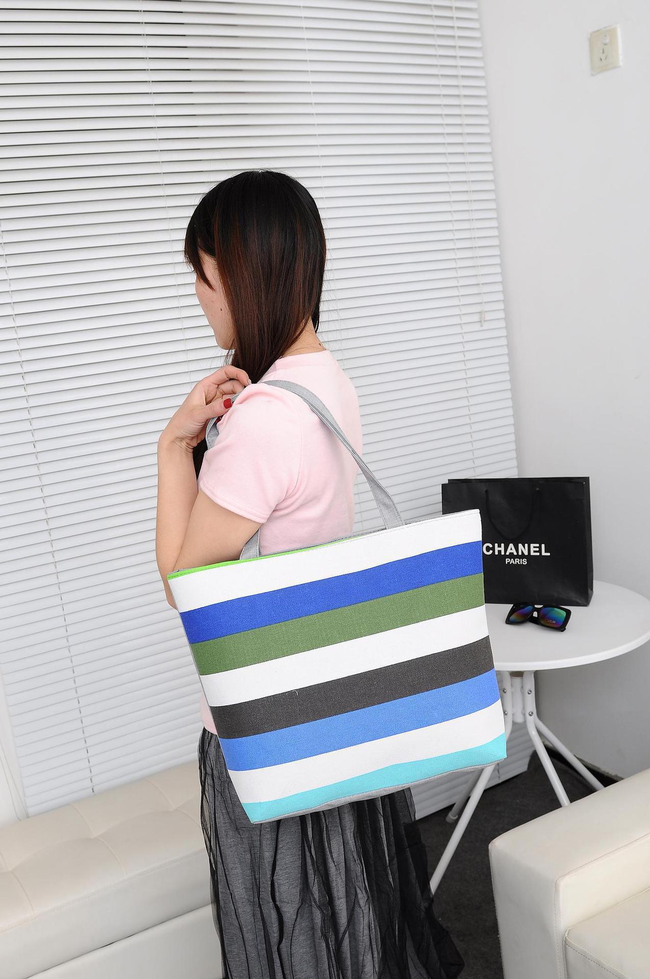 225g Weight Polyester Lining Material Zipper Closure Type Double Shoulder Straps Strap Type Canvas Bag Bags Type Casual, Daily Occasion Canvas Material Rainbow Pattern All Seasons Season Women's Gender Basic, Classic Style Style Medium Size Women's Medium Canvas Rainbow Basic Classic Style Zipper Canvas Bag 17