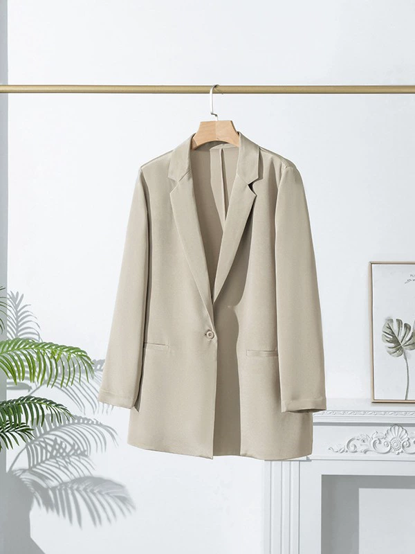 Silk autumn classic suit jacket, long-sleeve, oversize