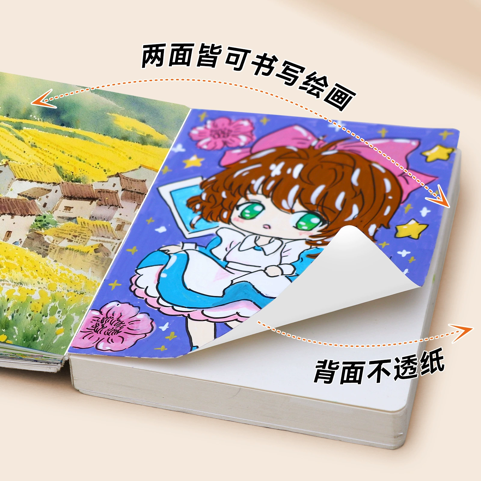 Книга с иллюстрациями, акварелью, портативный тур Acrylic, увеличенная толщина