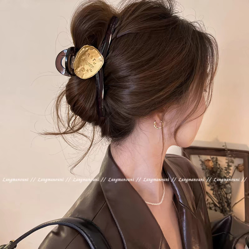 咖色大号抓夹女高级感后脑勺盘发鲨鱼夹子发量多发夹气质发卡头饰|undefined