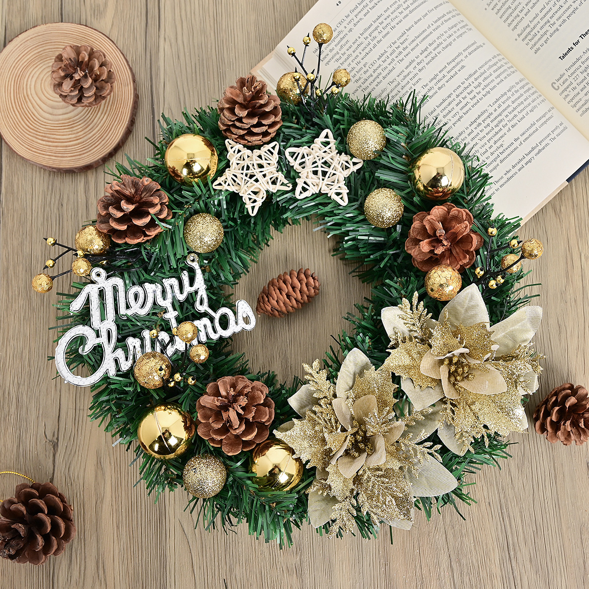 XM - 0014 doble Corona de Navidad floral - 002