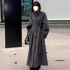 灰色呢子大衣百搭2025大衣新款长款秋冬气质毛呢外套加厚氨纶