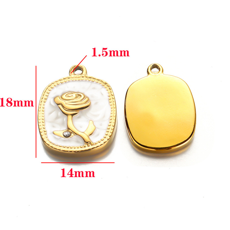 ステンレス鋼ローズペンダント長方形ペンダントダイヤモンド IY ジュエリーマッチングアクセサリーペンダントブレスレットネックレスペンダント|undefined