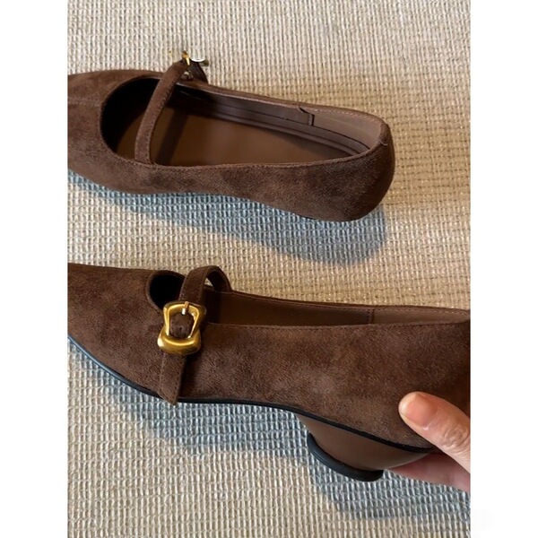Fashionable retro suede universal solid color Mary Jane shoes…
