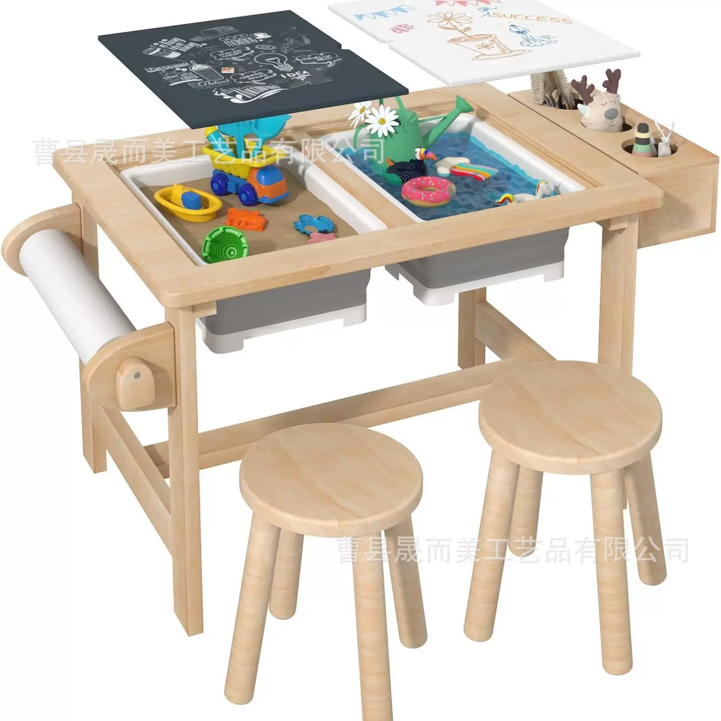 木制幼儿感官桌宝宝室内外游戏沙桌益智画画桌椅多用途宝宝游戏台