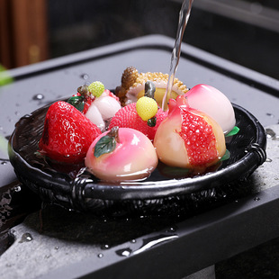 Mini Flushing Color-changing Small Ornaments Litchi Tea Pet Ornaments Creative Tea Ceremony Tea Set Accessories Tea Play Tea Table Can be Raised and Played