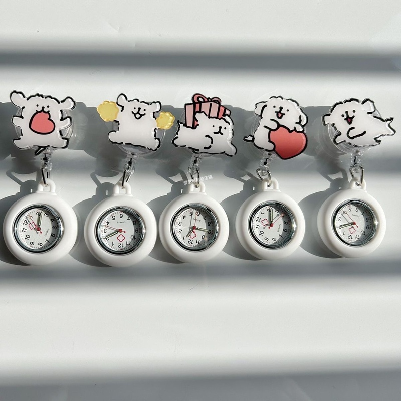 Cartoon Stretchable Nurse Hanging Watch Cute Chest Watch Buckle Student Exam Doctor Pocket Watch Luminous Watch