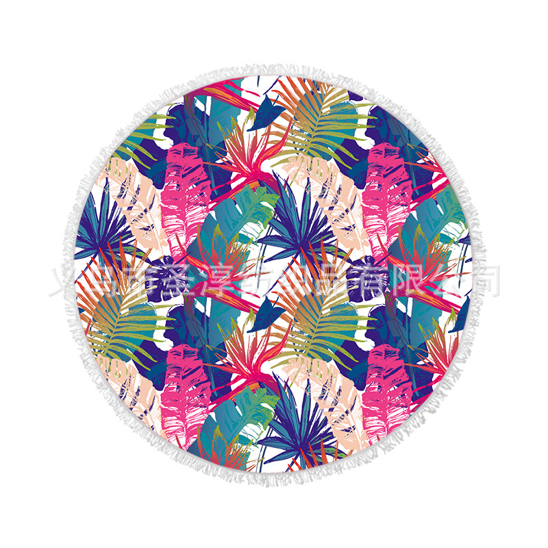 Toalla de playa de fibra redonda Toalla de baño imprimible logotipo patrón playa fitness Toalla de playa deshilachada