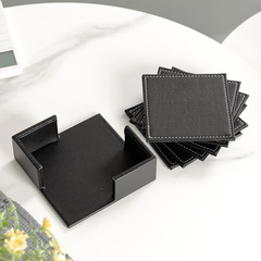 Double-Sided Leather Coasters PU Leather Dining Mat Coffee Cup Coaster Heat Insulating Cup Coaster Genuine Leather Business Office Supplies